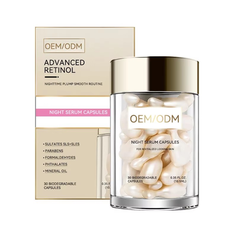 OEM/ODM Retinol Night Repair Serum Capsules — Anti-Wrinkle & Brightening Essence