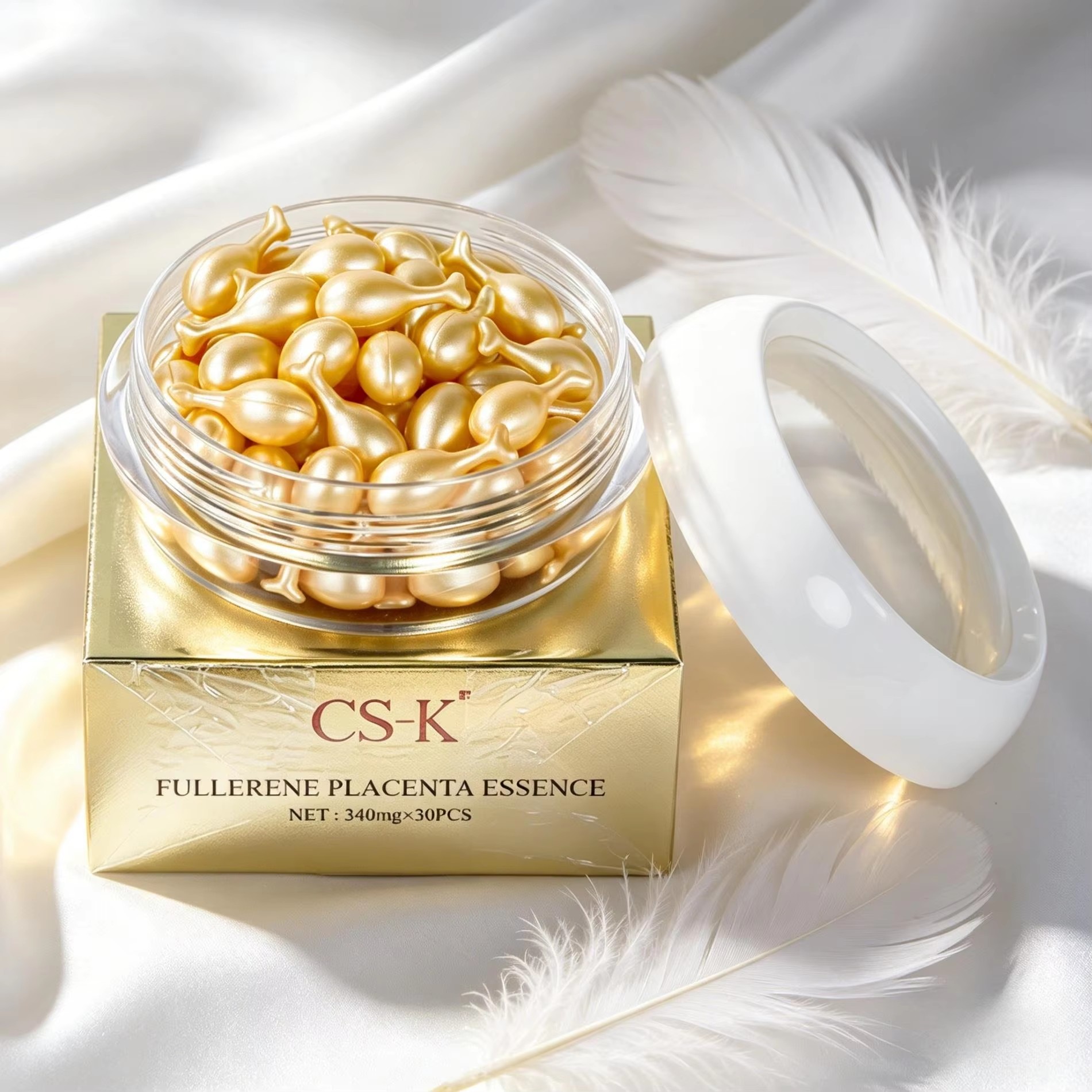 Custom Fullerene + Placenta Anti-Wrinkle Face Serum Capsules — Moisturizing & Hydrating Disposable Essence OEM/ODM