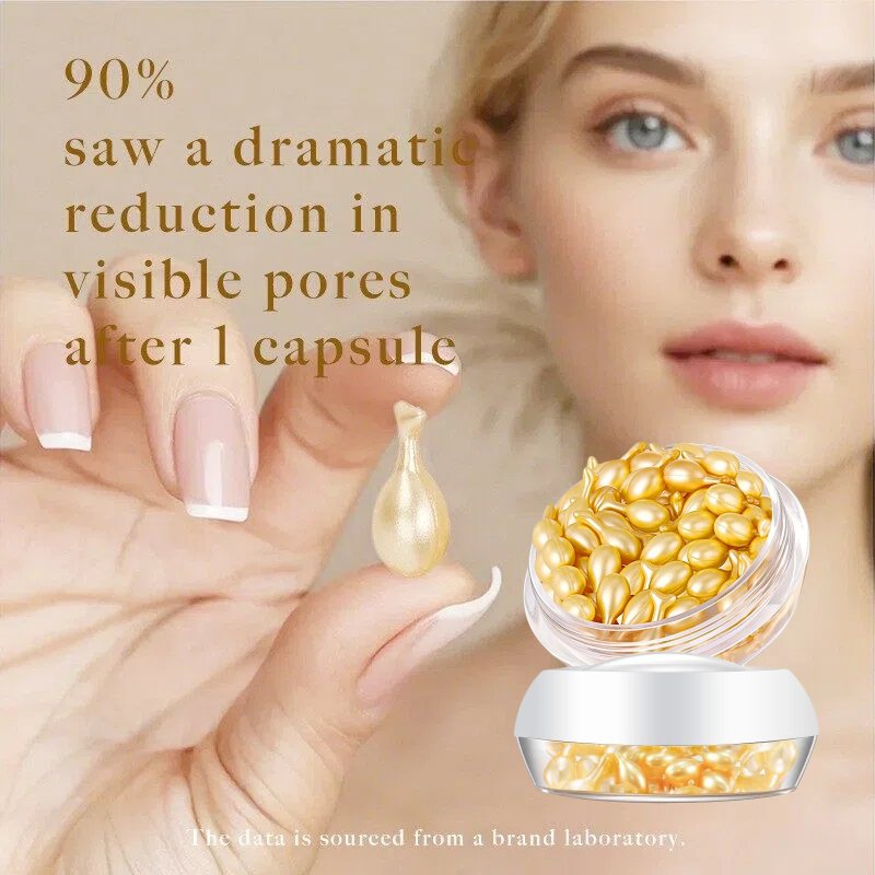Organic Vitamin C Serum Capsule Face Neck/Throat Targeted Anti-Aging Anti-Wrinkle Liquid Aloe Vera Green Tea Shea Butter