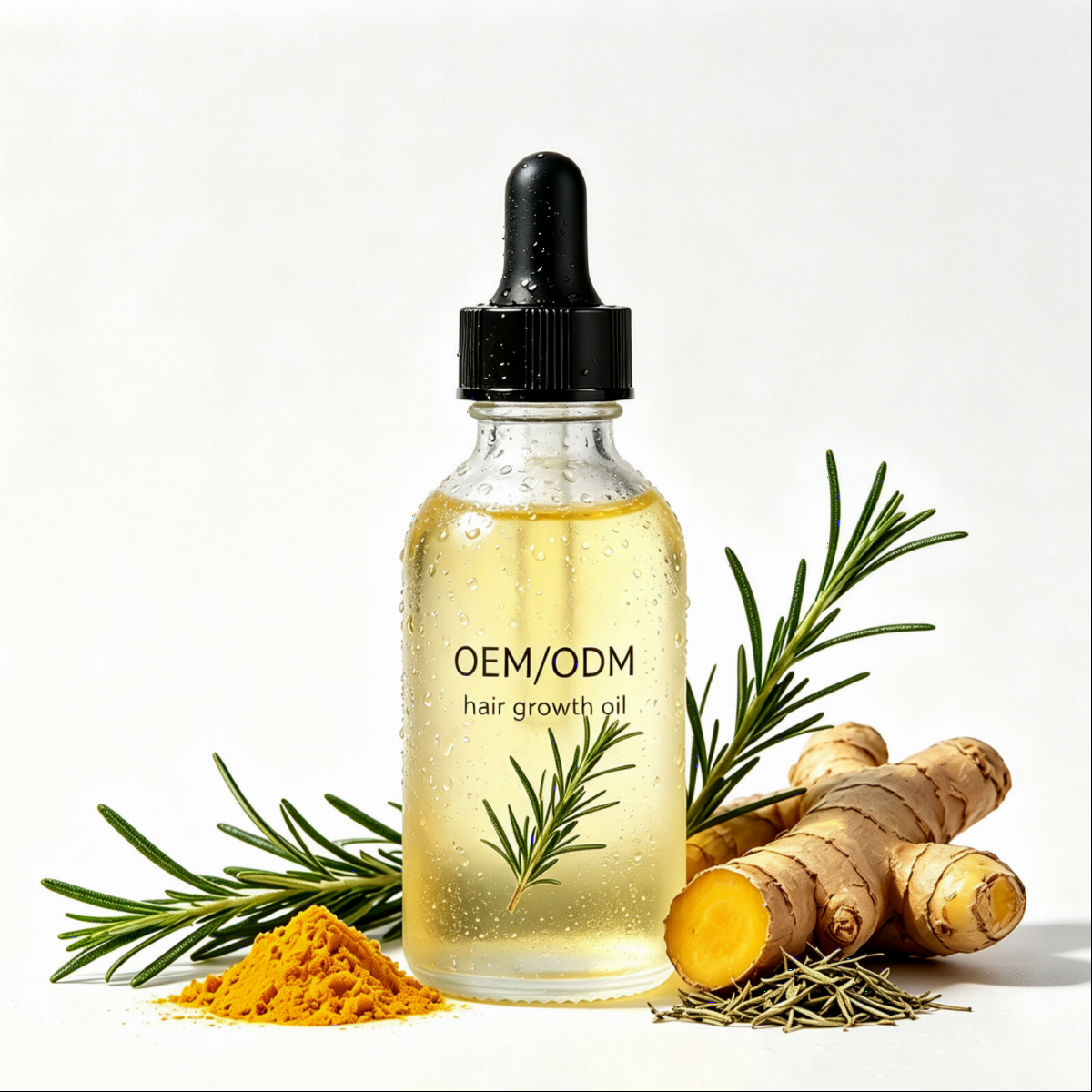 OEM Rosemary Oil & Turmeric Hair Growth Serum Thickening Volumizing Dull Hair Repair Scalp Nourishing Essence Custom