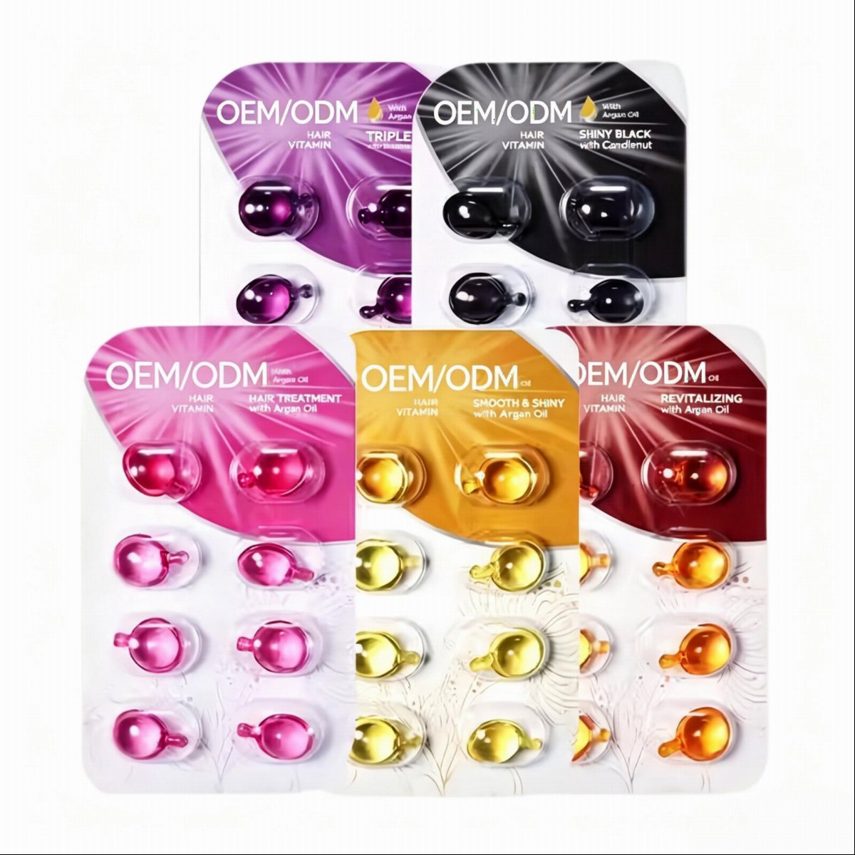 OEM Custom Hair Oil Capsules Repair Damaged Dry Hair Split Ends Nourishing Treatment Portable Blister Pack Source Factory