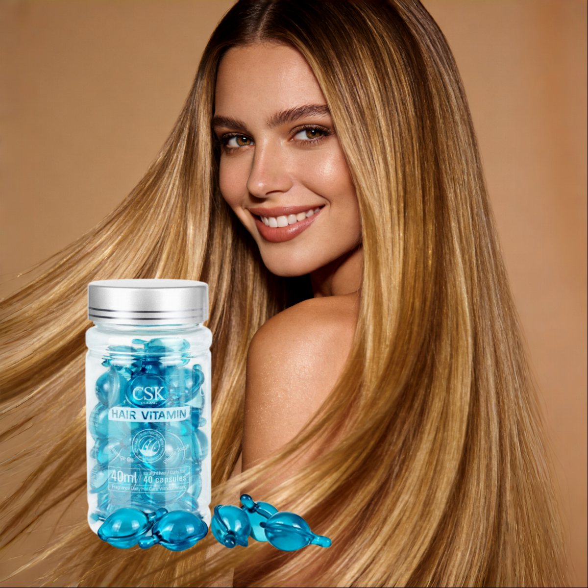 Wholesale Damaged Hair Repair Oil Capsules with Vitamin E & Moroccan Oil-Portable Soft Capsules for Nourishing Treatment