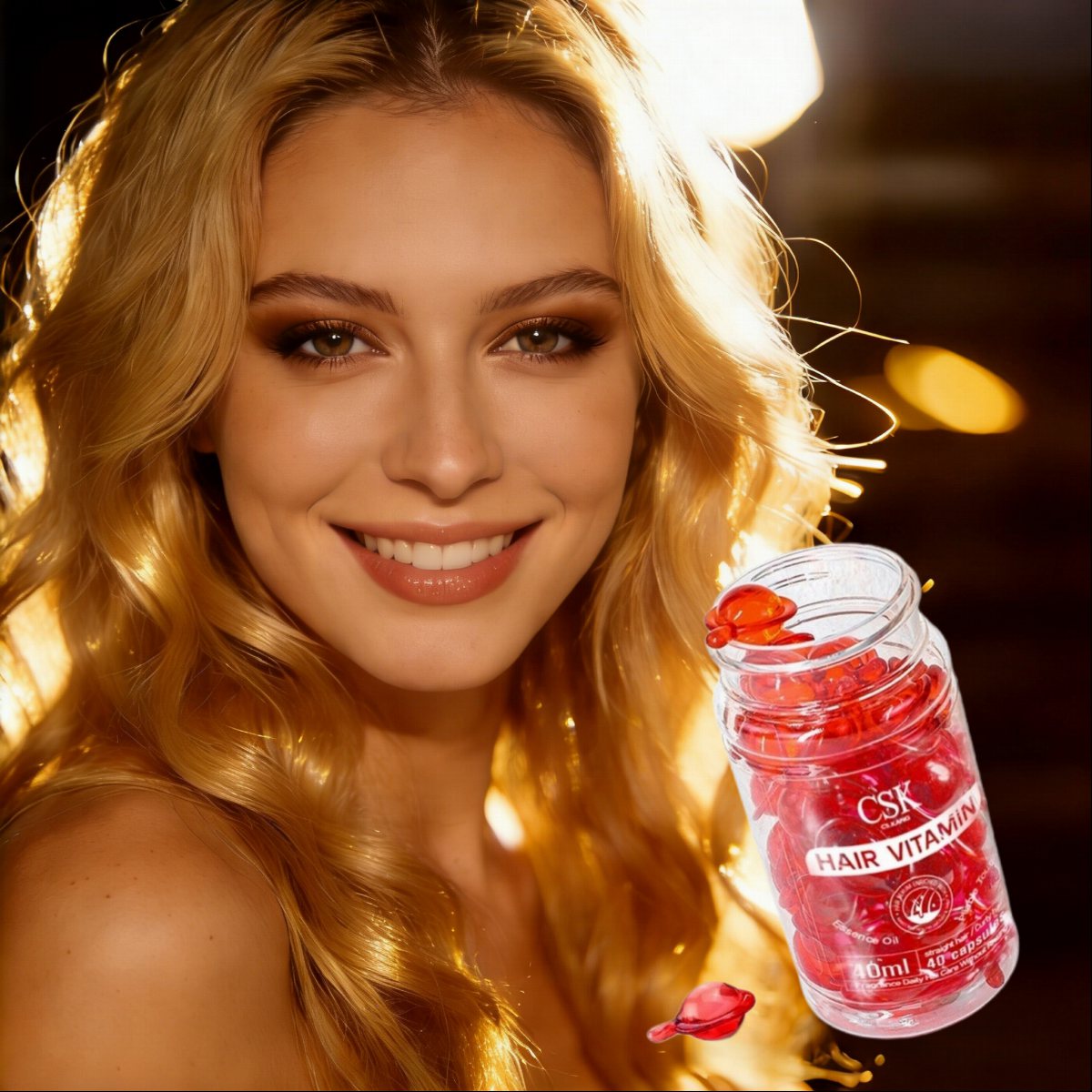 Professional Hair Care Oil Capsules & Serum with Vitamin E & Moroccan Oil for Damaged Hair Repair & Deep Moisturizing