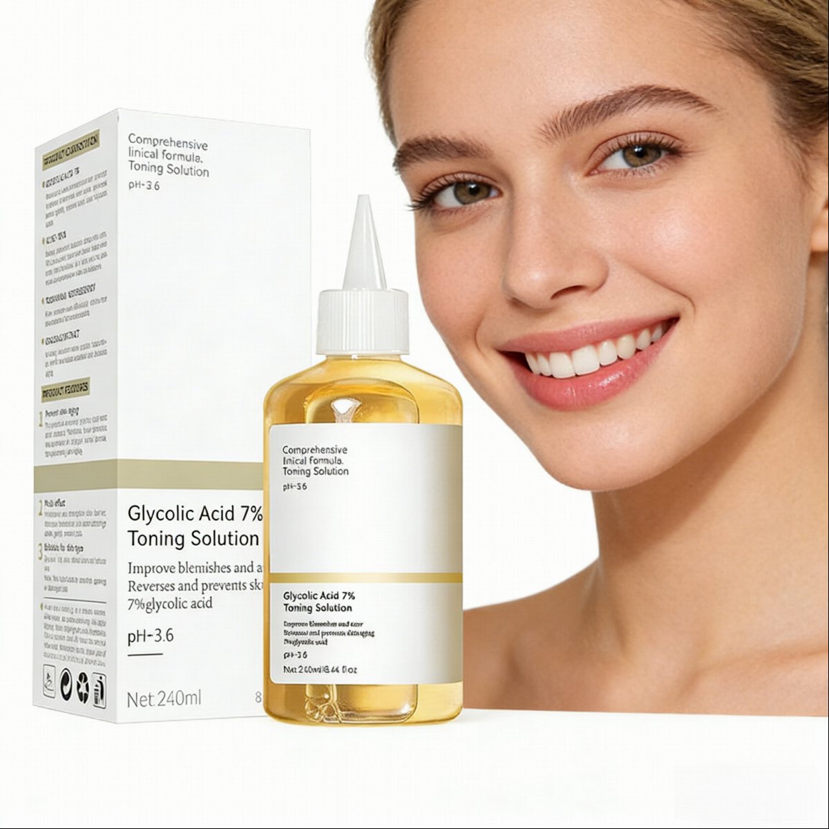 Glycolic Acid Toning Solution Oil Control Shrinking Pores Skin Moisturizing Anti-wrinkles Anti-aging Lightening 240ml