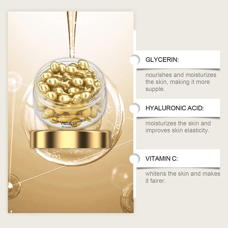 Organic Vitamin C Face Serum Capsule Anti-Aging Firming Moisturizer Wrinkle Lightening Liquid CSK for Women Home Use