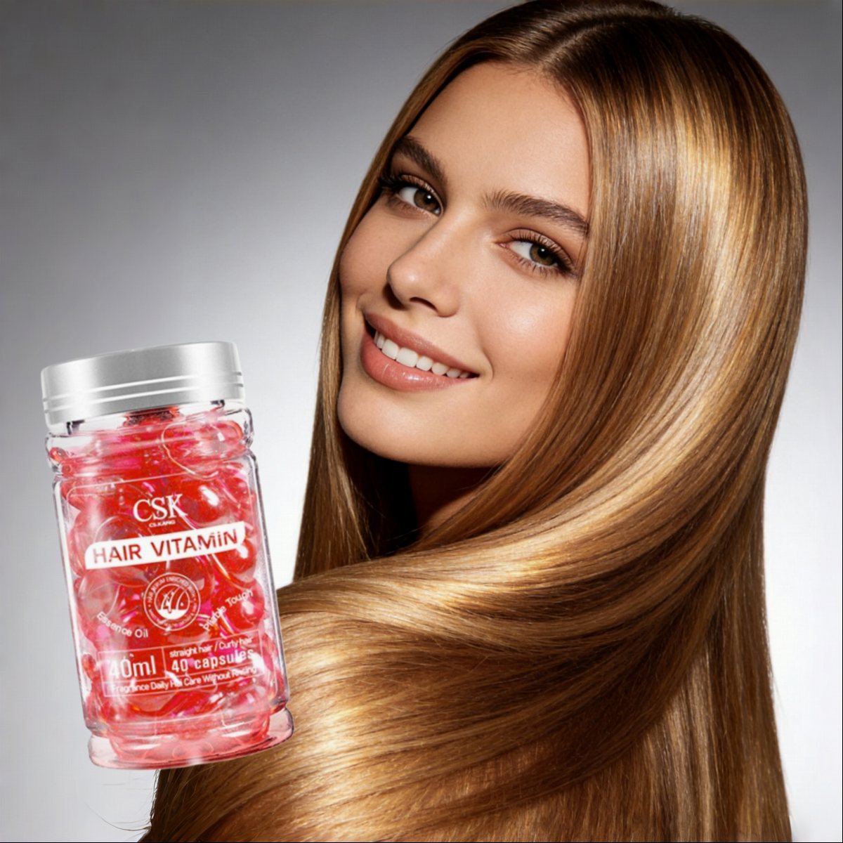 Private Label Hair Oil Capsules Hair Serum Hair Vitamin Deeply Moisturizing Smooth Hair Red Capsules for All Hair Types