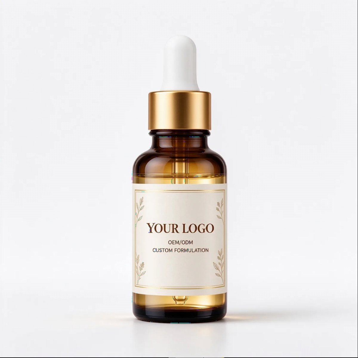 Amber Dropper Serum Bottle with Gold Collar | OEM ODM