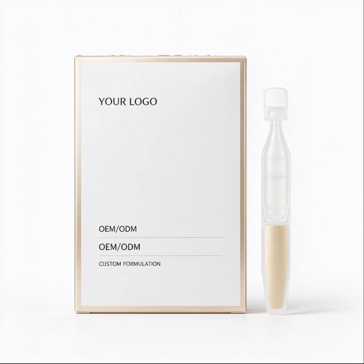 Gold Trim Amber Ampoule Box | OEM ODM Custom Formula