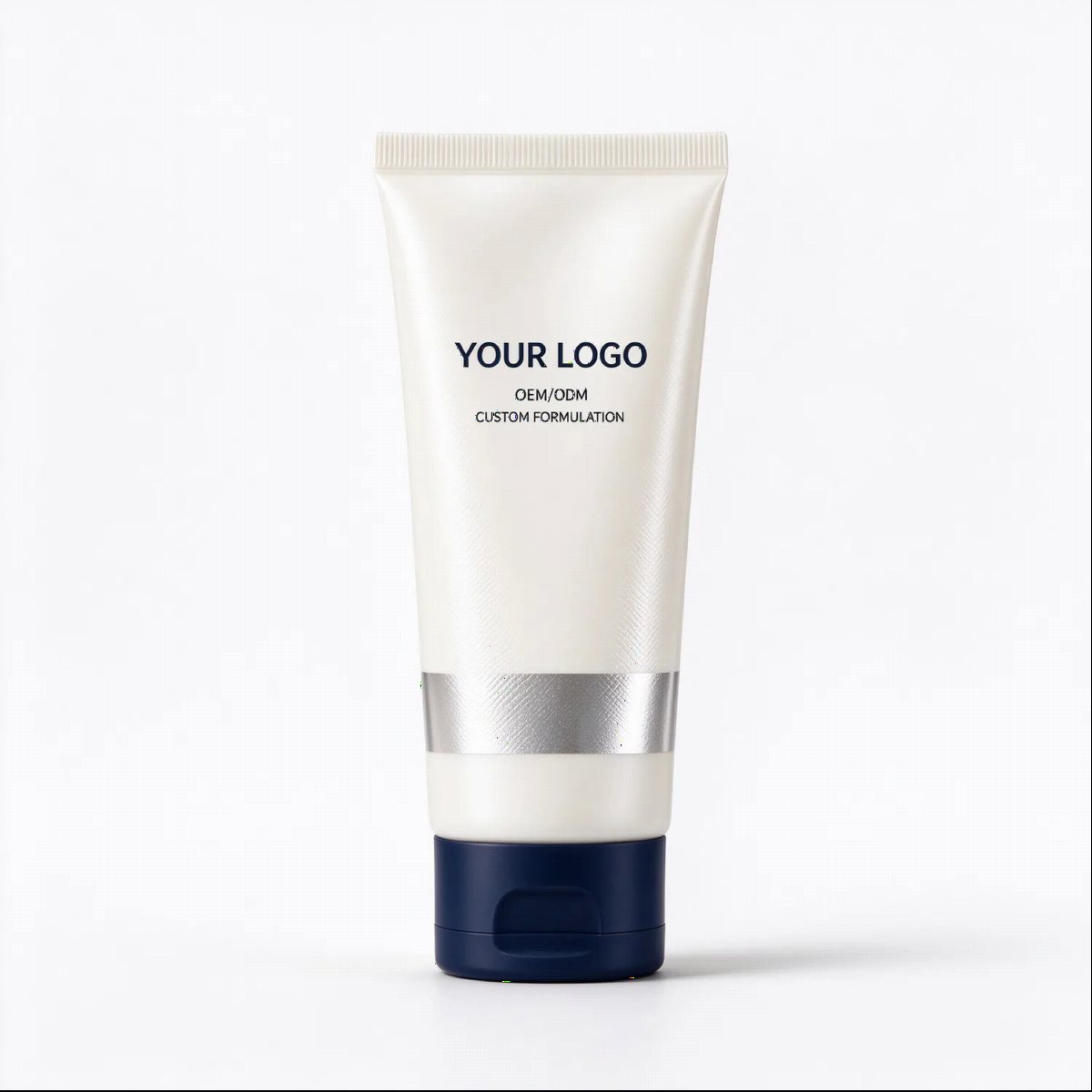 Men's White Cream Tube with Navy Cap | OEM ODM