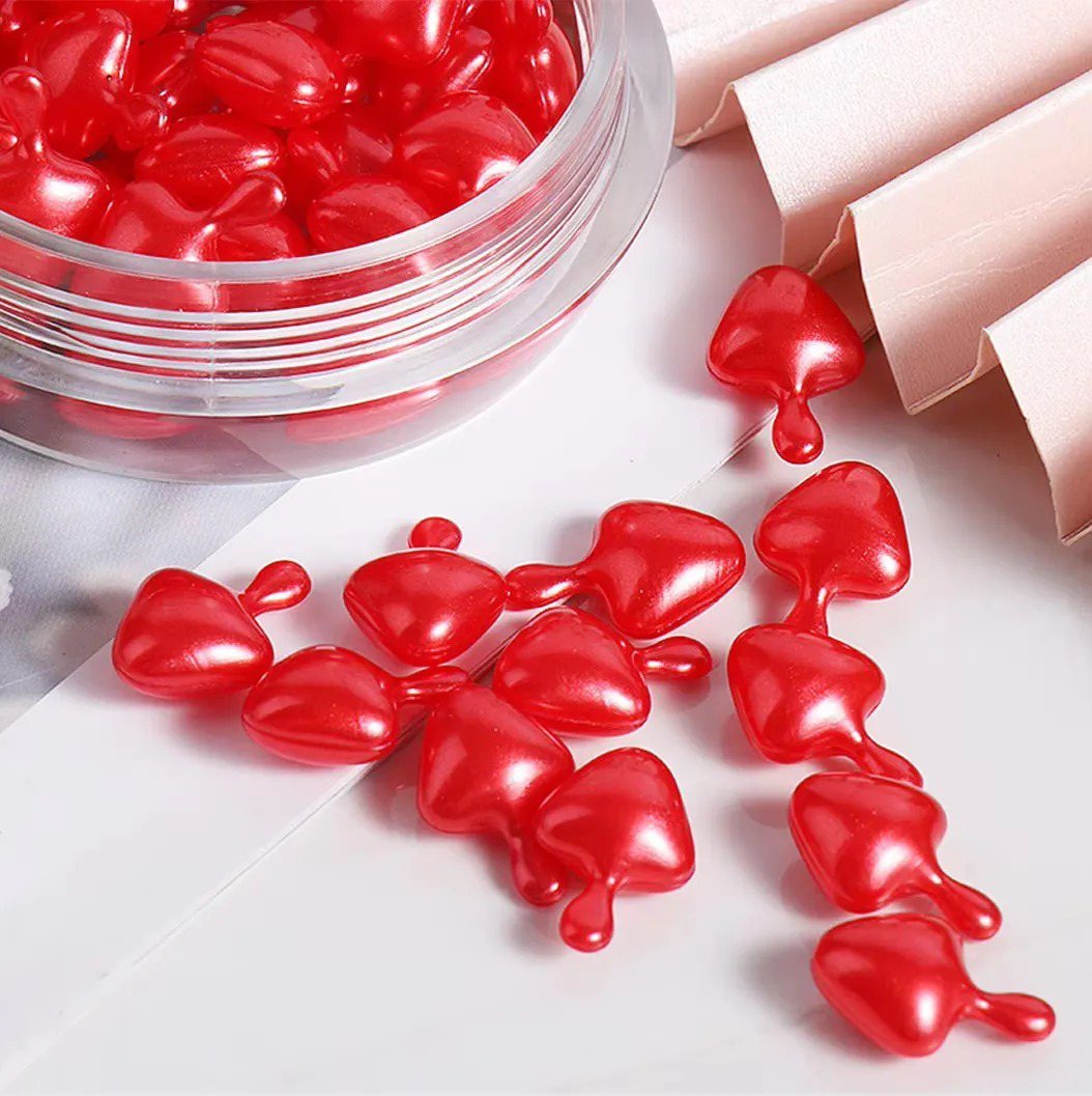 Heart-Shaped Red Facial Capsule Essence | OEM ODM Beauty Lab
