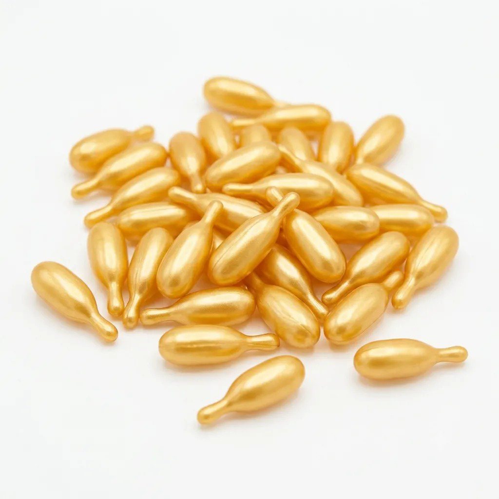Gold Elongated Nourishing Oil Capsules | OEM ODM Beauty Line