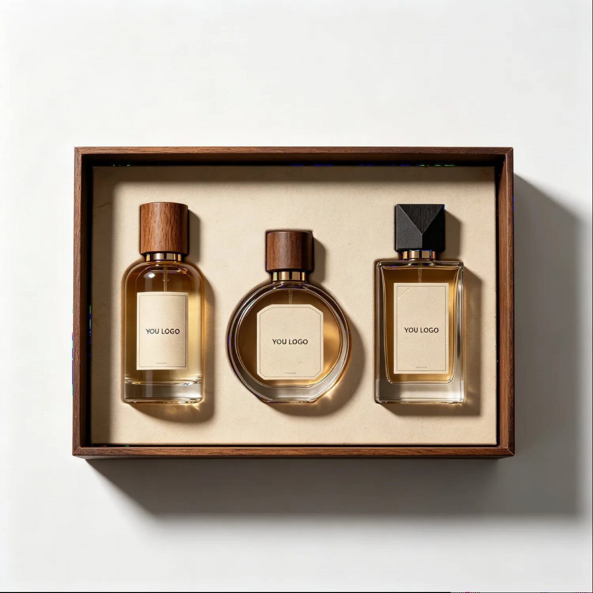 Wood Brown Perfume Trio Box