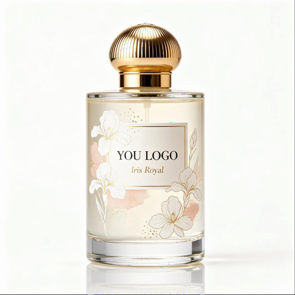 White Floral Ribbed Perfume Bottle
